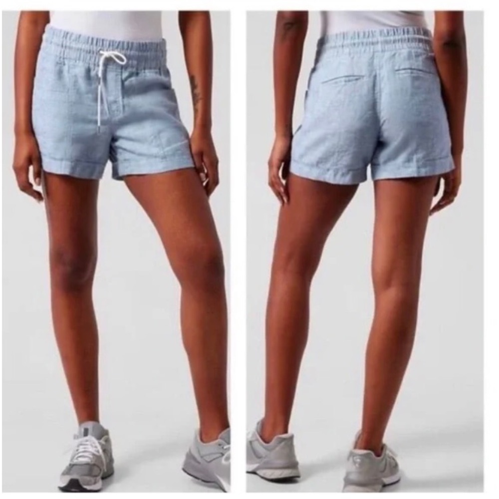 Athleta Light Blue Cabo Linen 4” Shorts